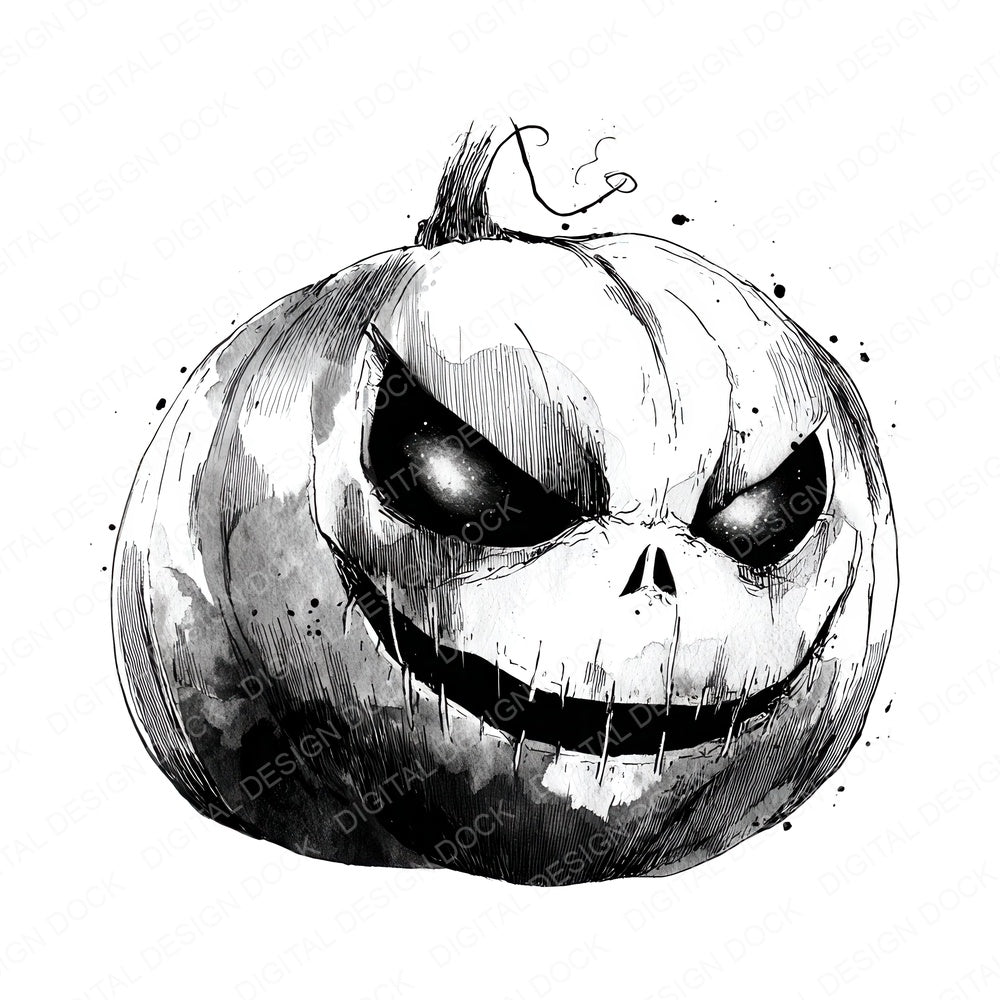 Halloween Black and White Pumpkin fussy cut sheet in A4 format showing all 12 designs on one printable page