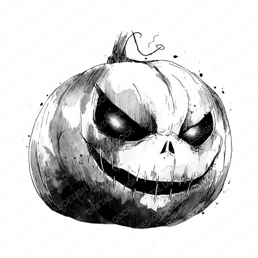 Halloween Black and White Pumpkin fussy cut sheet in A4 format showing all 12 designs on one printable page