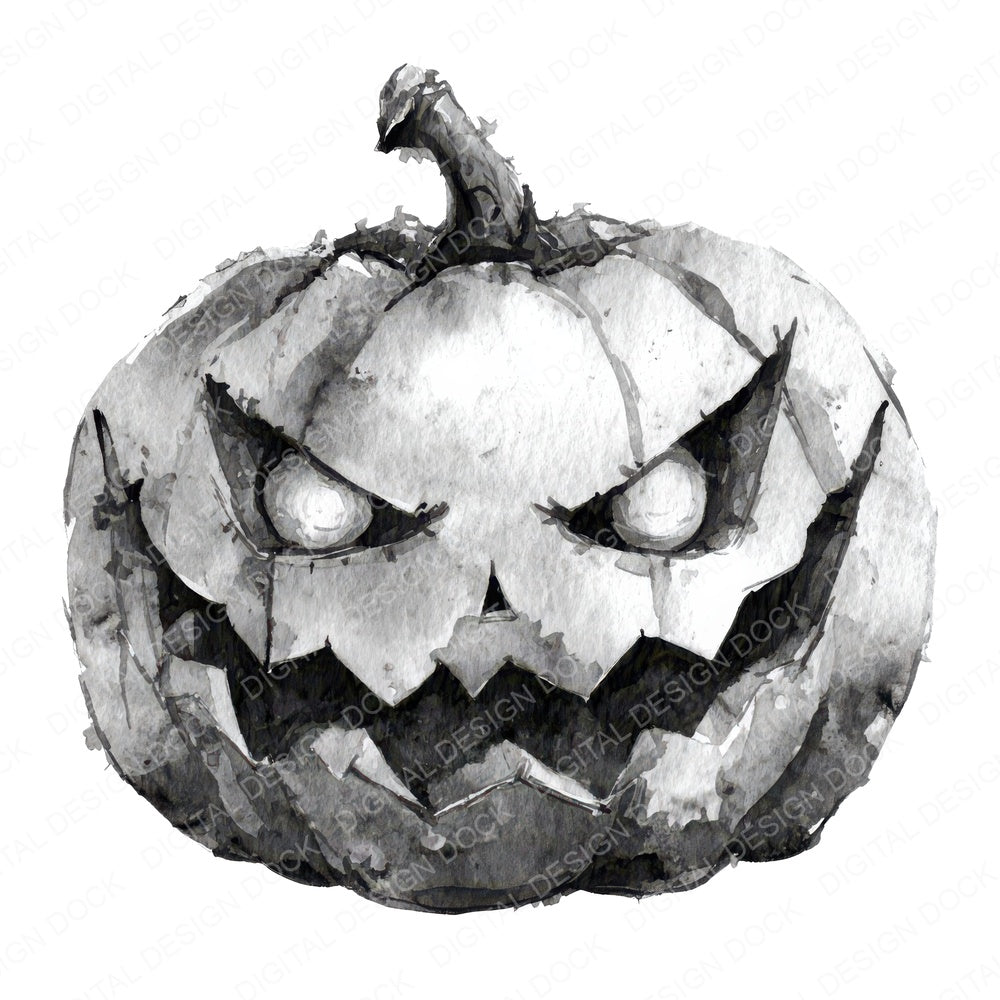 Halloween Black and White Pumpkin fussy cut sheet in US Letter format showing all 12 designs on one printable page