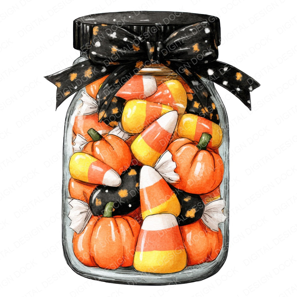 Halloween Candy Jar fussy cut sheet in US Letter format showing all 12 designs on one printable page