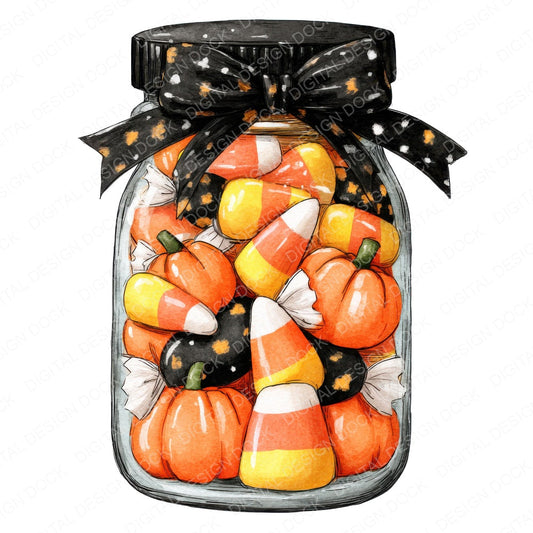Halloween Candy Jar fussy cut sheet in US Letter format showing all 12 designs on one printable page