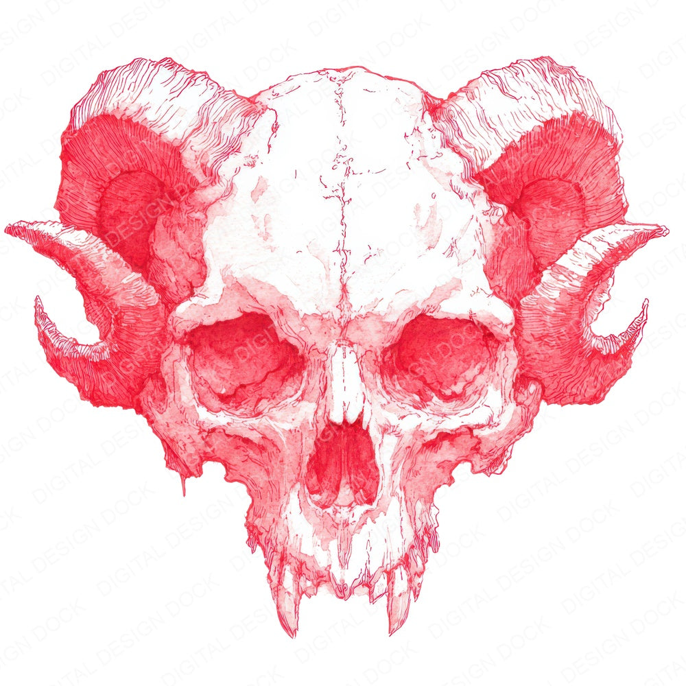Halloween Watercolour Demon Skull fussy cut sheet in A4 format showing all 12 designs on one printable page