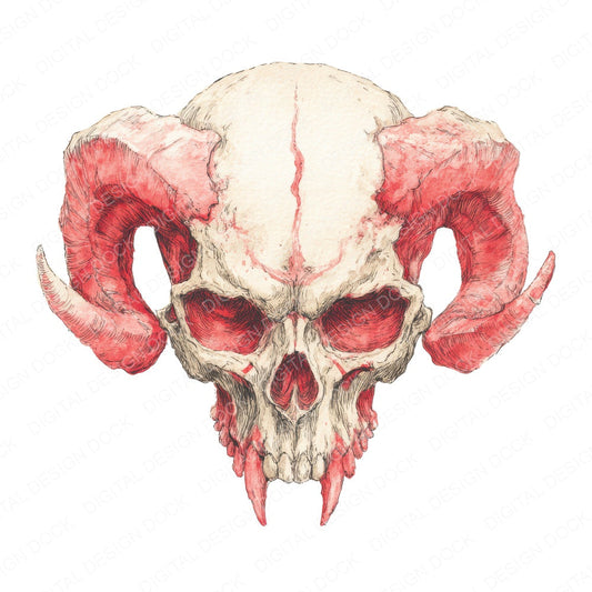 Halloween Watercolour Demon Skull fussy cut sheet in US Letter format showing all 12 designs on one printable page