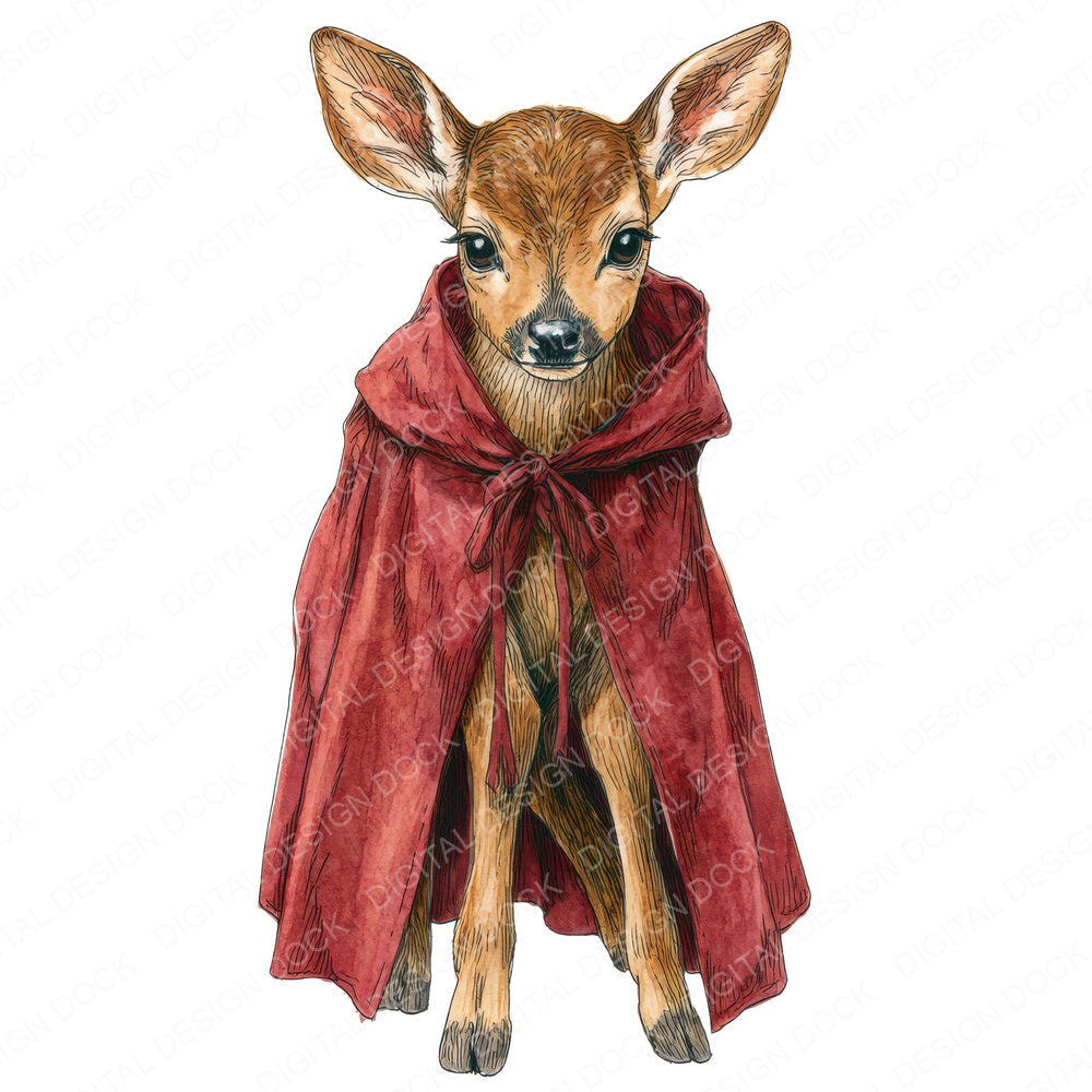 Halloween Watercolour Fawn Vampire fussy cut sheet in A4 format showing all 12 designs on one printable page