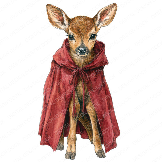 Halloween Watercolour Fawn Vampire fussy cut sheet in A4 format showing all 12 designs on one printable page