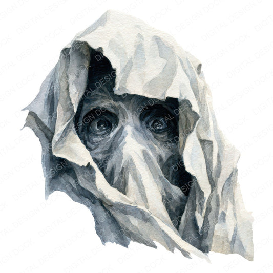 Halloween Watercolour Ghoul Portrait fussy cut sheet in A4 format showing all 12 designs on one printable page