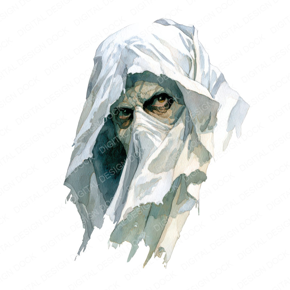 Halloween Watercolour Ghoul Portrait fussy cut sheet in US Letter format showing all 12 designs on one printable page