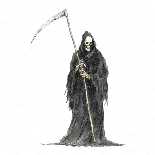 Halloween Watercolour Grim Reaper fussy cut sheet in A4 format showing all 12 designs on one printable page