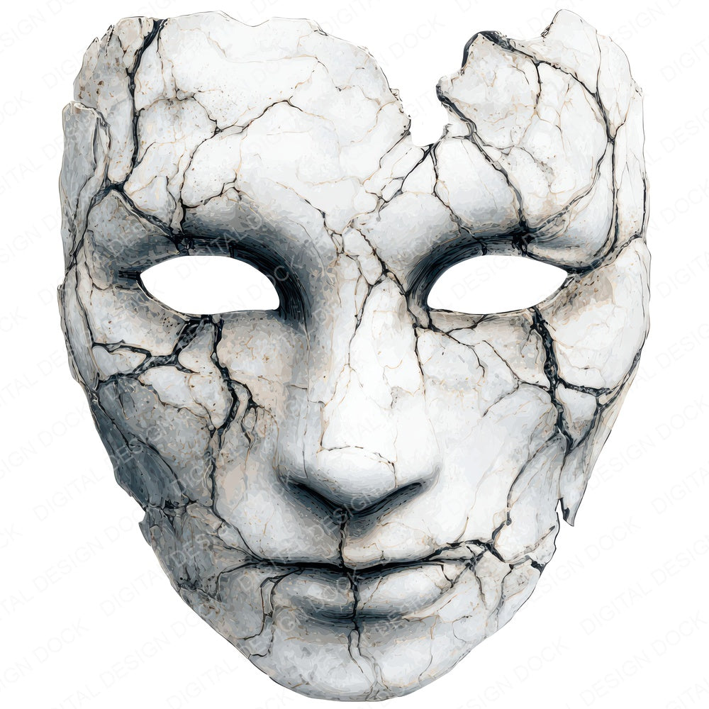Halloween Watercolour Haunted Mask fussy cut sheet in A4 format showing all 12 designs on one printable page