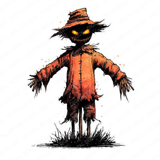 Halloween Watercolour Scarecrow fussy cut sheet in US Letter format showing all 12 designs on one printable page