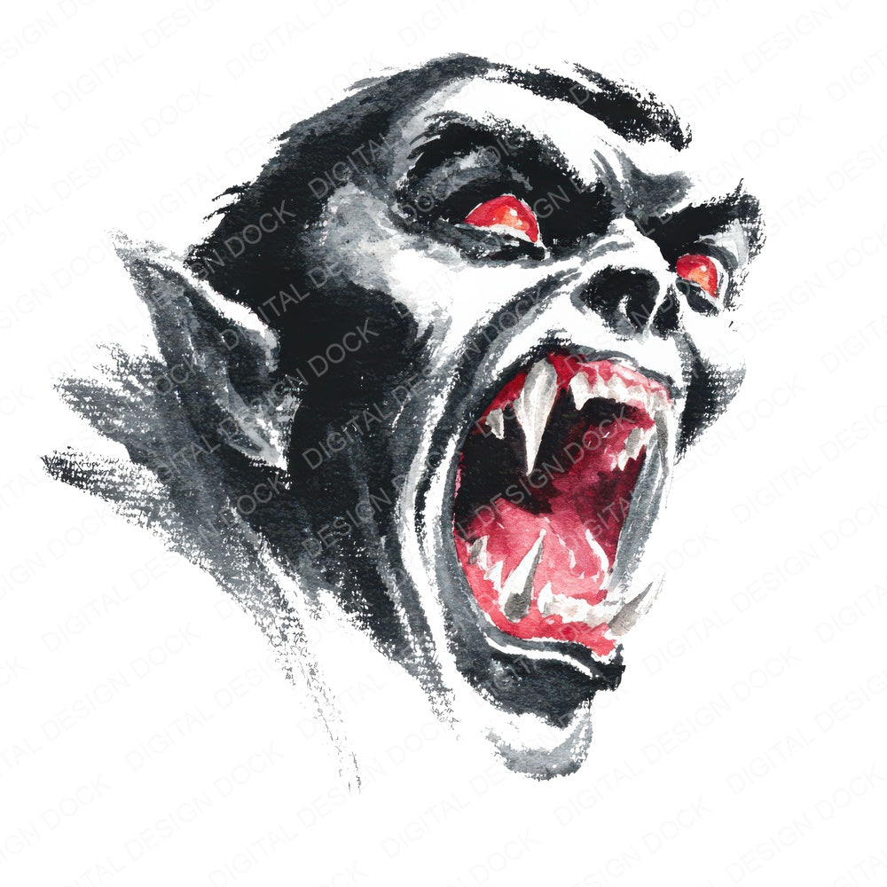 Halloween Watercolour Vampire fussy cut sheet in A4 format showing all 12 designs on one printable page