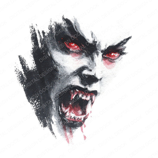 Halloween Watercolour Vampire Portrait fussy cut sheet in A4 format showing all 12 designs on one printable page