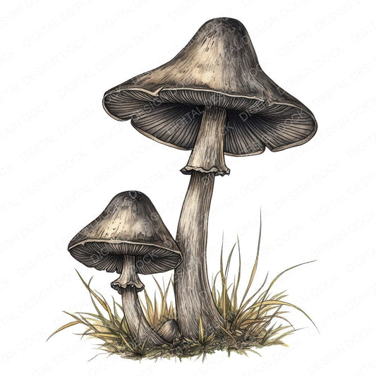 Hand Drawn Mushrooms Clipart Set (DDD005807)