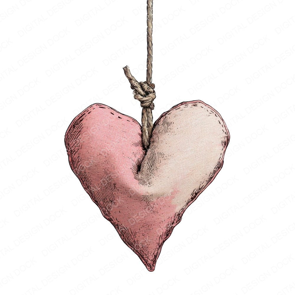 Hanging Fabric Heart fussy cut sheet in US Letter format showing all 12 designs on one printable page