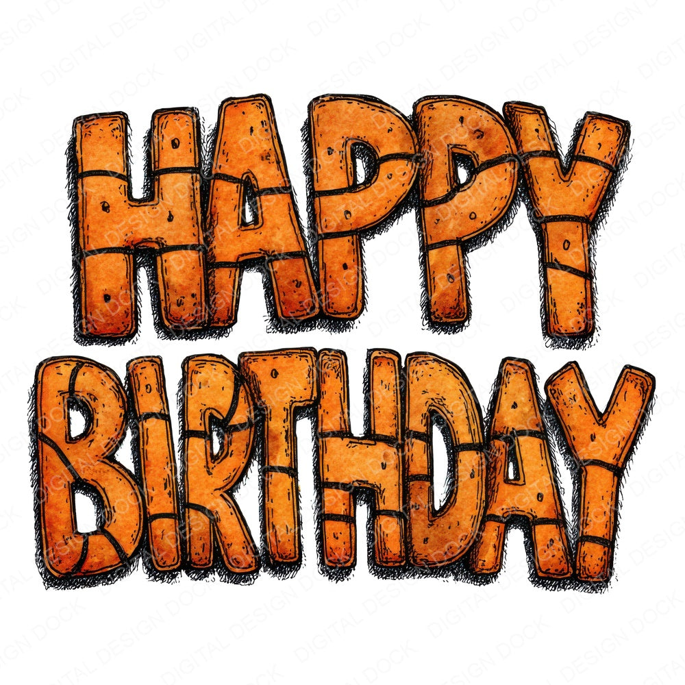 Happy Birthday Basketball Theme fussy cut sheet in A4 format showing all 12 designs on one printable page