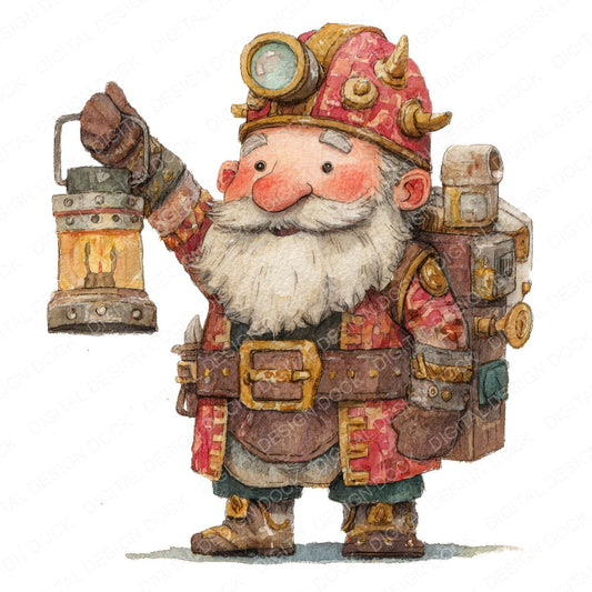 Happy Dwarf Lantern fussy cut sheet in A4 format showing all 12 designs on one printable page