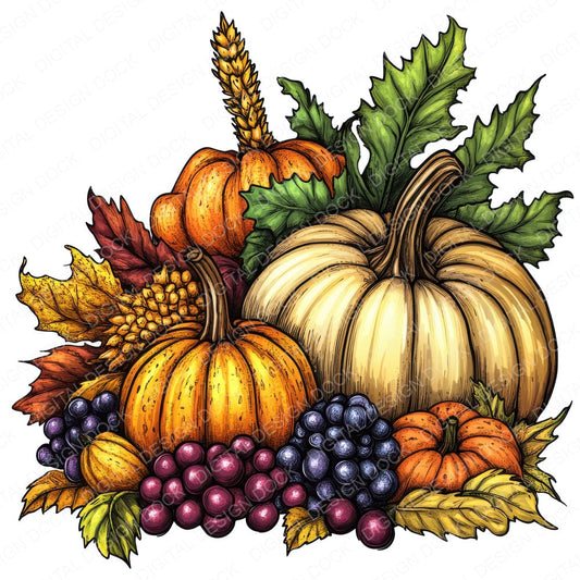 Harvest Festival fussy cut sheet in A4 format showing all 12 designs on one printable page