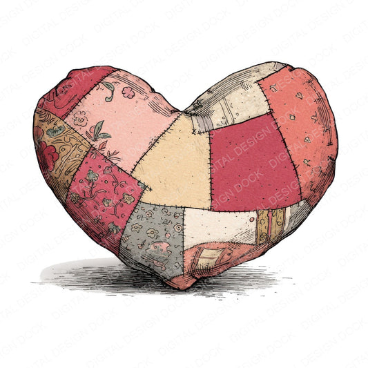 Heart Cushion fussy cut sheet in A4 format showing all 12 designs on one printable page