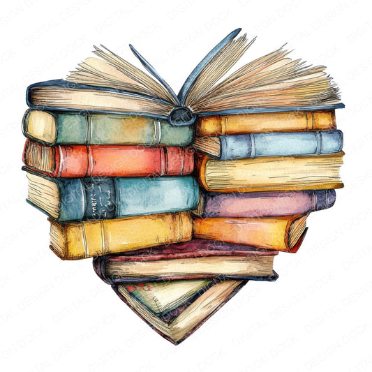 Heart Shaped Books fussy cut sheet in A4 format showing all 12 designs on one printable page