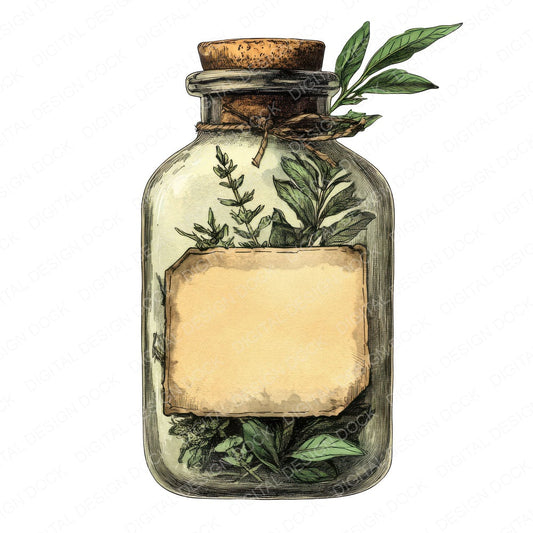 Herbal Apothecary Jar fussy cut sheet in A4 format showing all 12 designs on one printable page