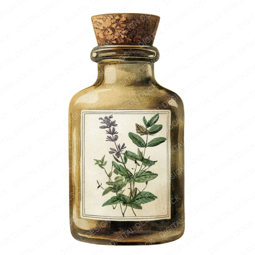 Herbal Apothecary Jar fussy cut sheet in US Letter format showing all 12 designs on one printable page