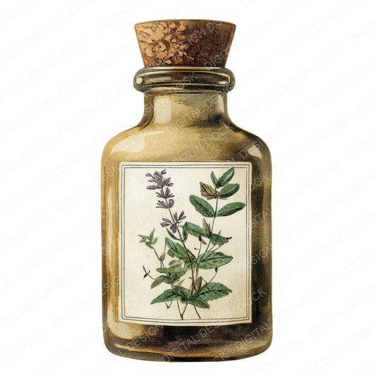 Herbal Apothecary Jar fussy cut sheet in US Letter format showing all 12 designs on one printable page