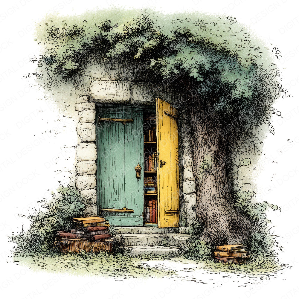 Hidden Forest Library Door fussy cut sheet in A4 format showing all 12 designs on one printable page