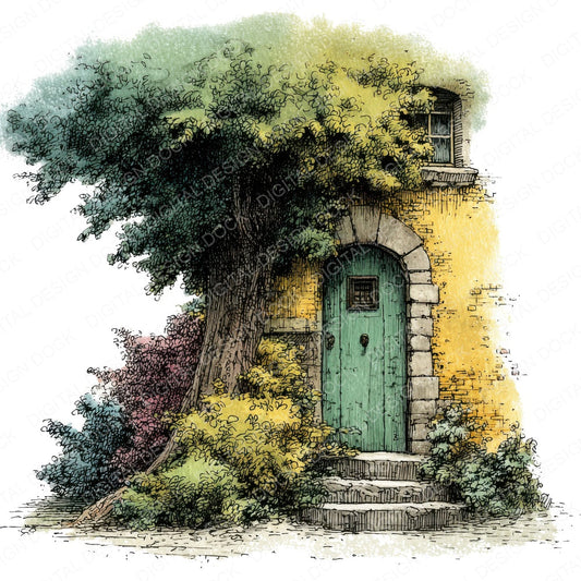 Hidden Forest Library Door fussy cut sheet in US Letter format showing all 12 designs on one printable page