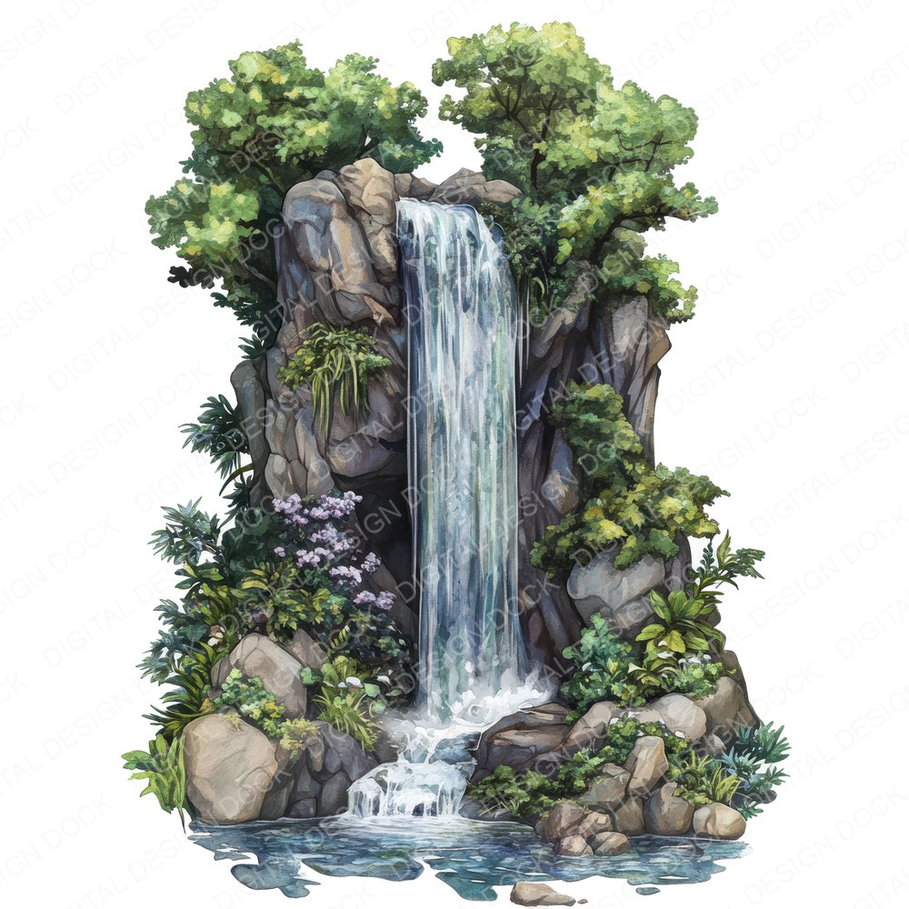 Hidden Forest Waterfall fussy cut sheet in A4 format showing all 12 designs on one printable page