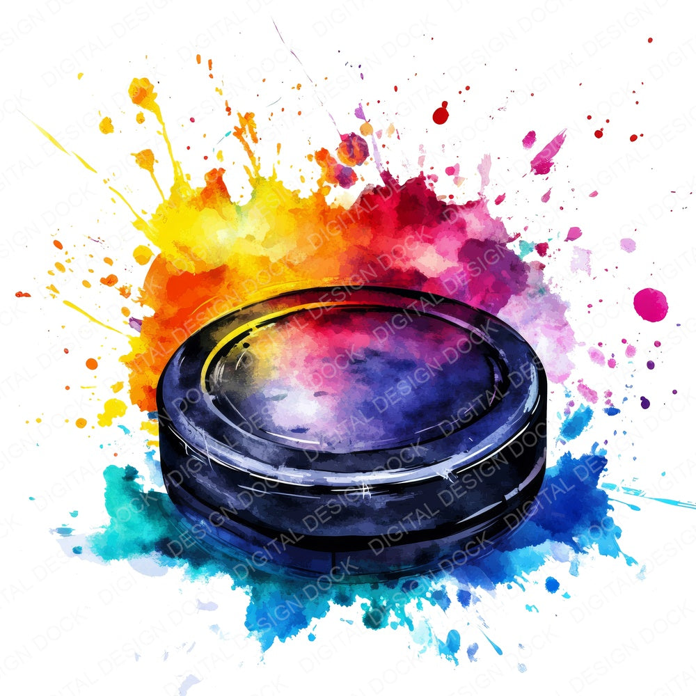 Hockey Puck Splash fussy cut sheet in A4 format showing all 12 designs on one printable page