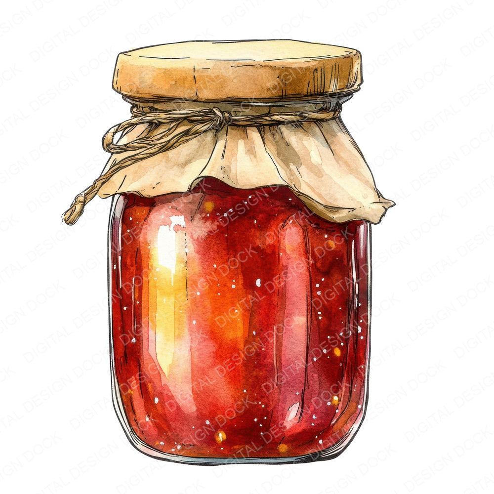 Homemade Jam Jar fussy cut sheet in US Letter format showing all 12 designs on one printable page