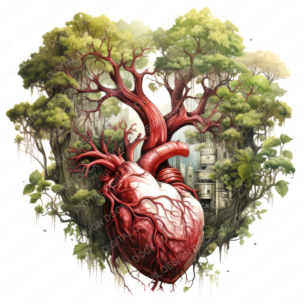 Human Heart Tree fussy cut sheet in A4 format showing all 12 designs on one printable page