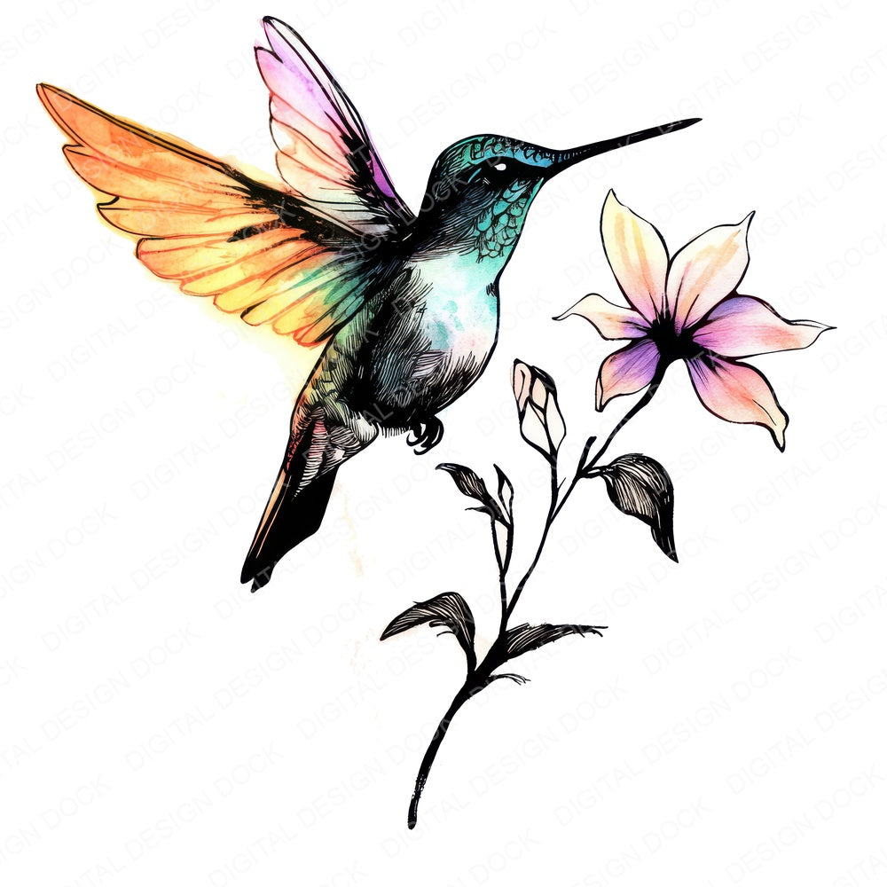Hummingbird and Wildflower fussy cut sheet in A4 format showing all 12 designs on one printable page