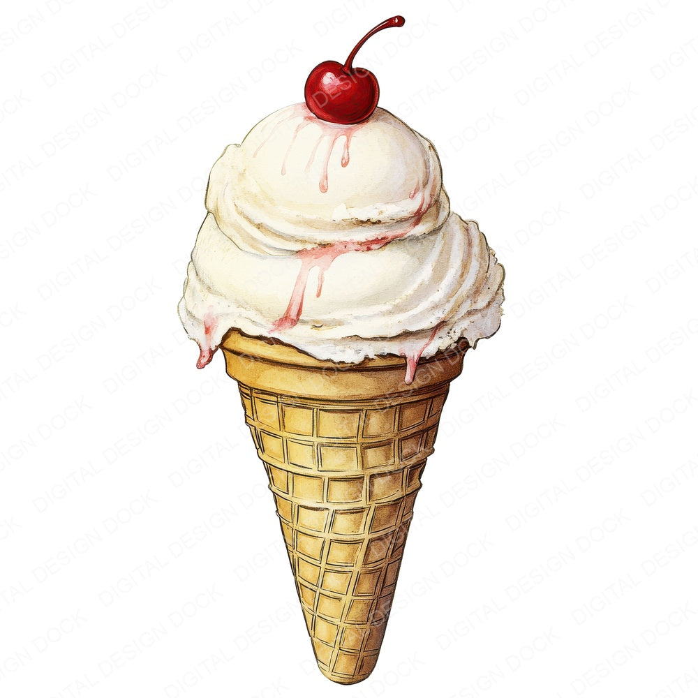 Ice Cream Cone fussy cut sheet in A4 format showing all 12 designs on one printable page
