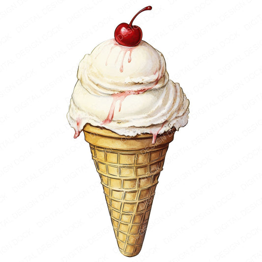 Ice Cream Cone fussy cut sheet in A4 format showing all 12 designs on one printable page