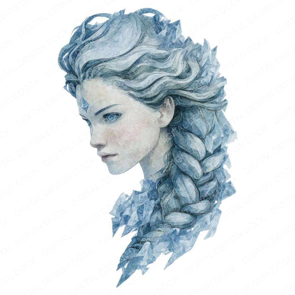 Ice Goddess Portrait fussy cut sheet in A4 format showing all 12 designs on one printable page