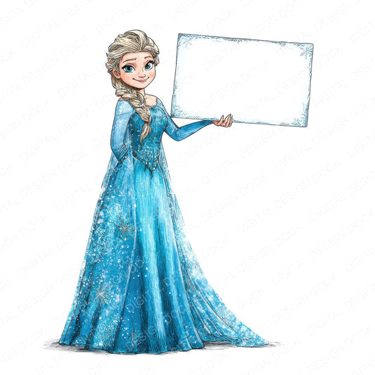 Ice Princess with Banner fussy cut sheet in A4 format showing all 12 designs on one printable page