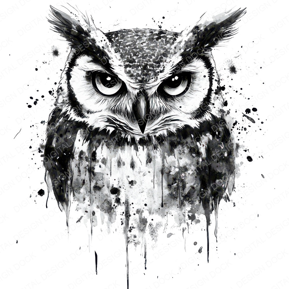Ink-Washed Owl Sketch Fussy Cut Sheets (DDD010255)