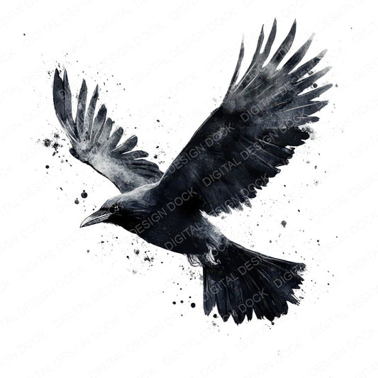 Inky Raven in Flight fussy cut sheet in A4 format showing all 12 designs on one printable page