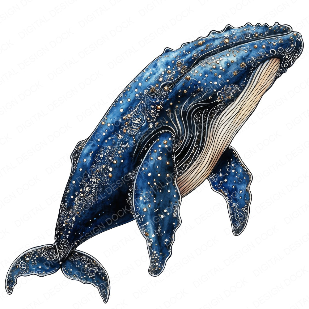 Intrecate Blue Whale fussy cut sheet in A4 format showing all 12 designs on one printable page