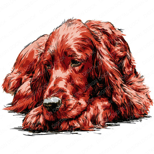 Single Irish Setter Watercolour Dog clipart design shown full size