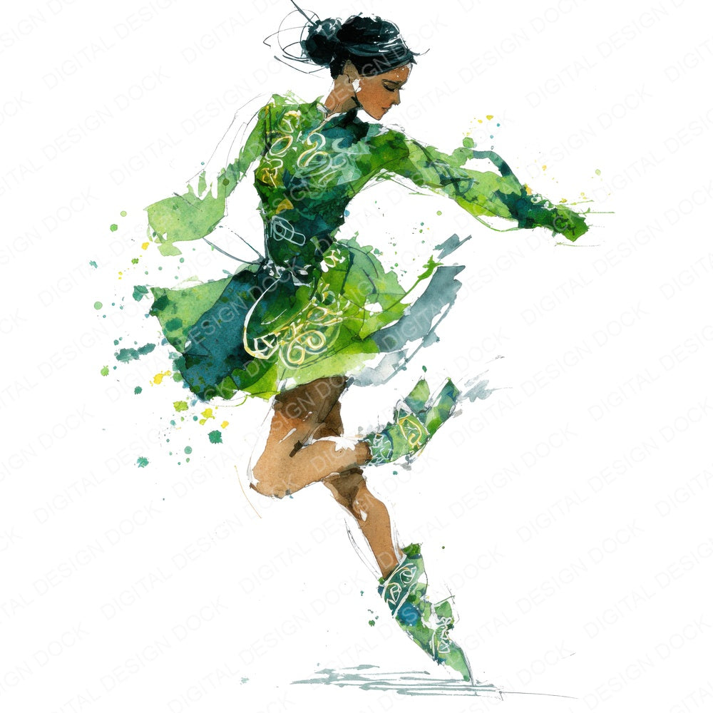 Irish Step Dancer fussy cut sheet in A4 format showing all 12 designs on one printable page