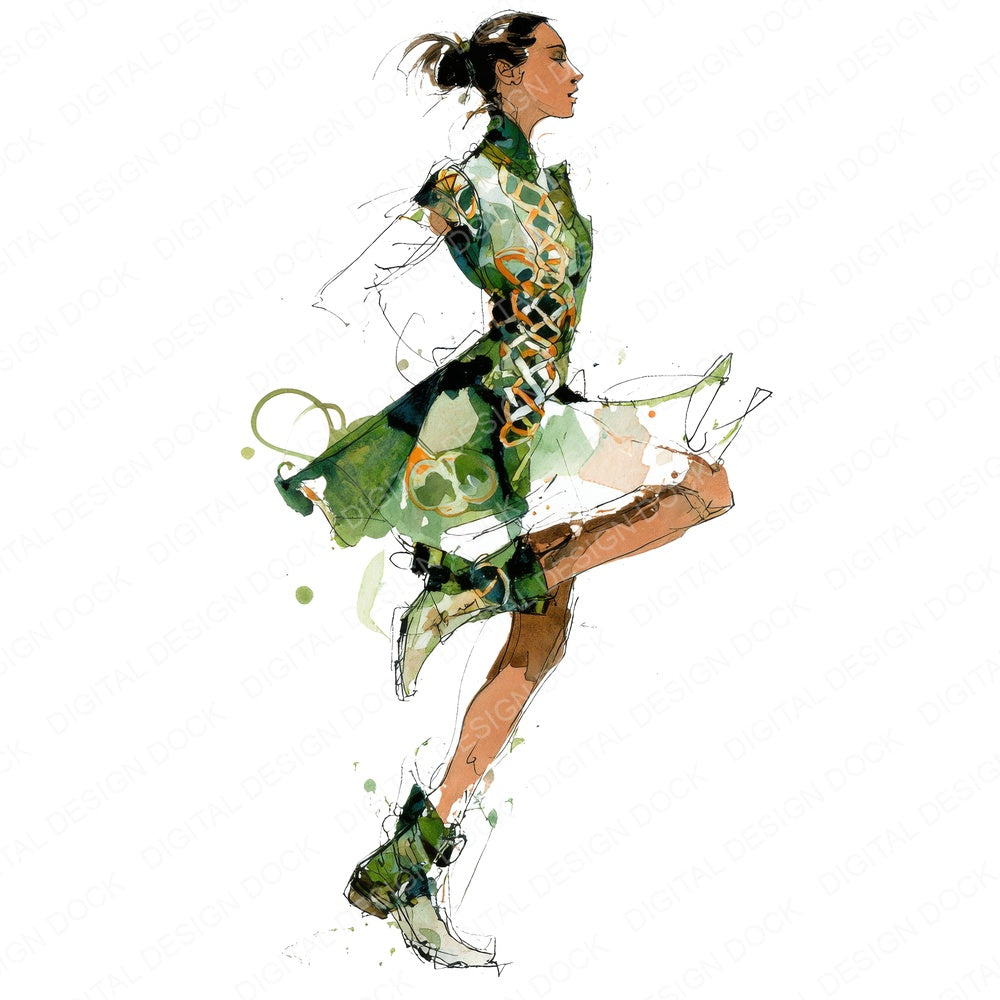 Irish Step Dancer fussy cut sheet in US Letter format showing all 12 designs on one printable page