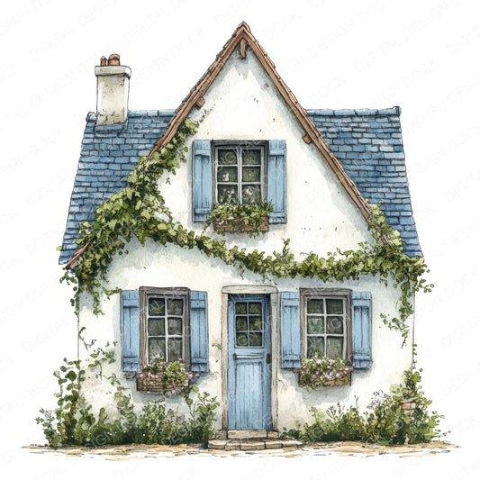 Ivy Roof Cottage Clipart Set (DDD005886)
