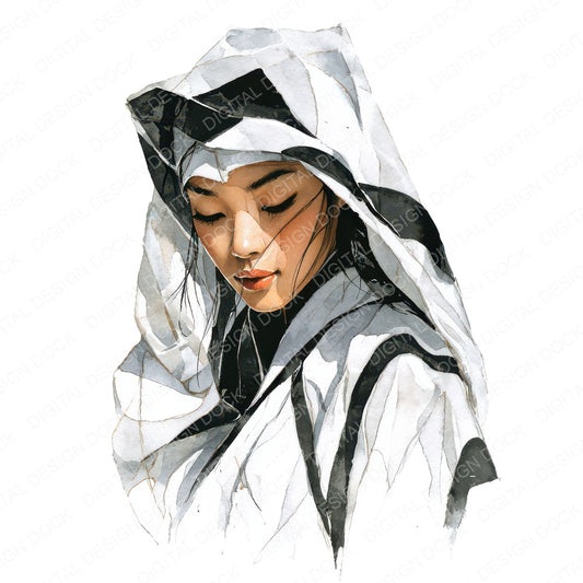 Japanese Woman in Kimono Clipart Set (DDD012253)