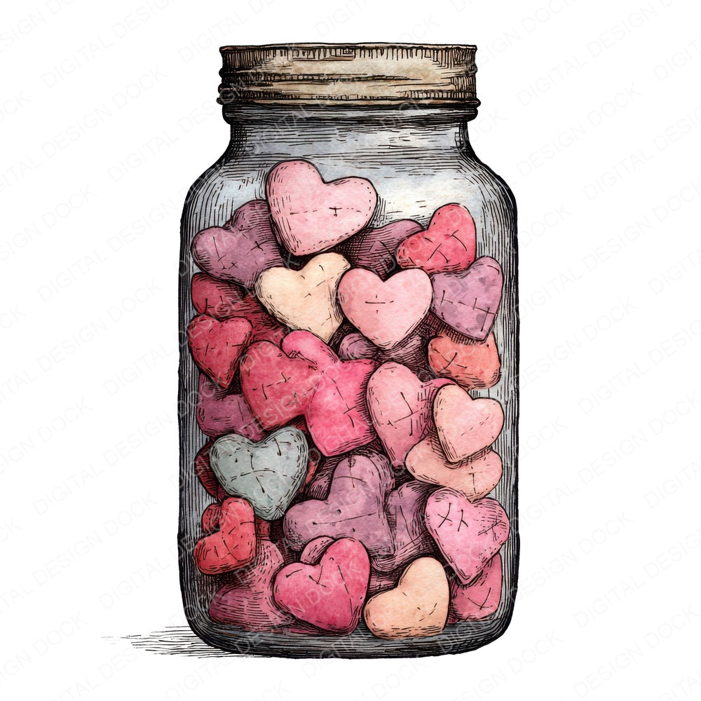 Jar Of Hearts fussy cut sheet in A4 format showing all 12 designs on one printable page