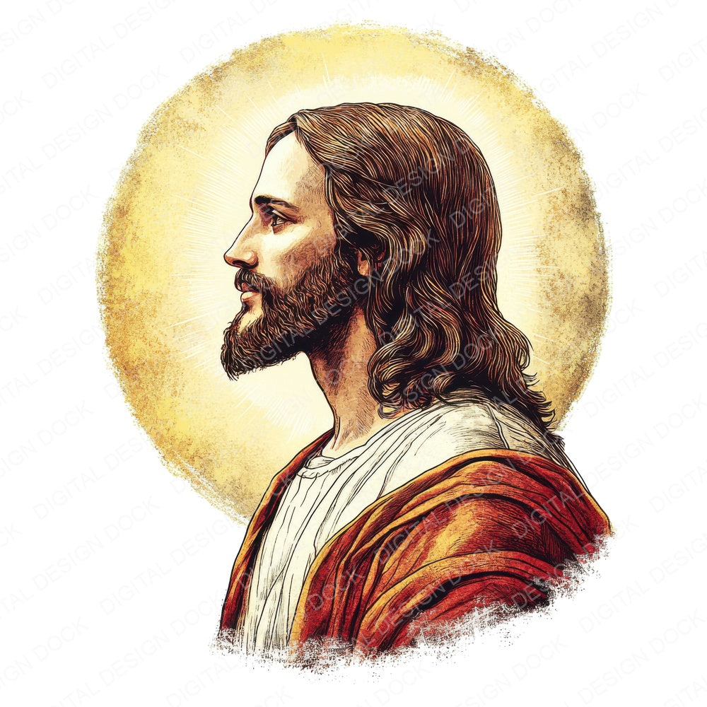 Jesus Christ Side View fussy cut sheet in US Letter format showing all 12 designs on one printable page