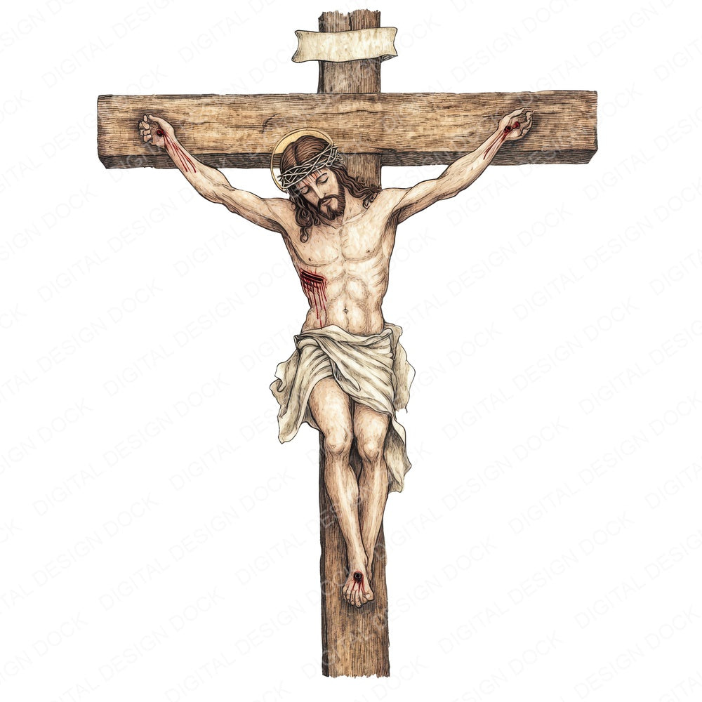Jesus Christ on the Cross fussy cut sheet in US Letter format showing all 12 designs on one printable page