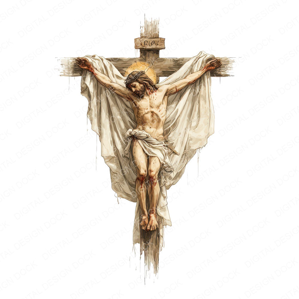 Jesus Draped Cross fussy cut sheet in A4 format showing all 12 designs on one printable page