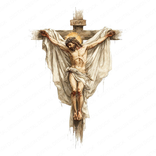 Jesus Draped Cross fussy cut sheet in A4 format showing all 12 designs on one printable page